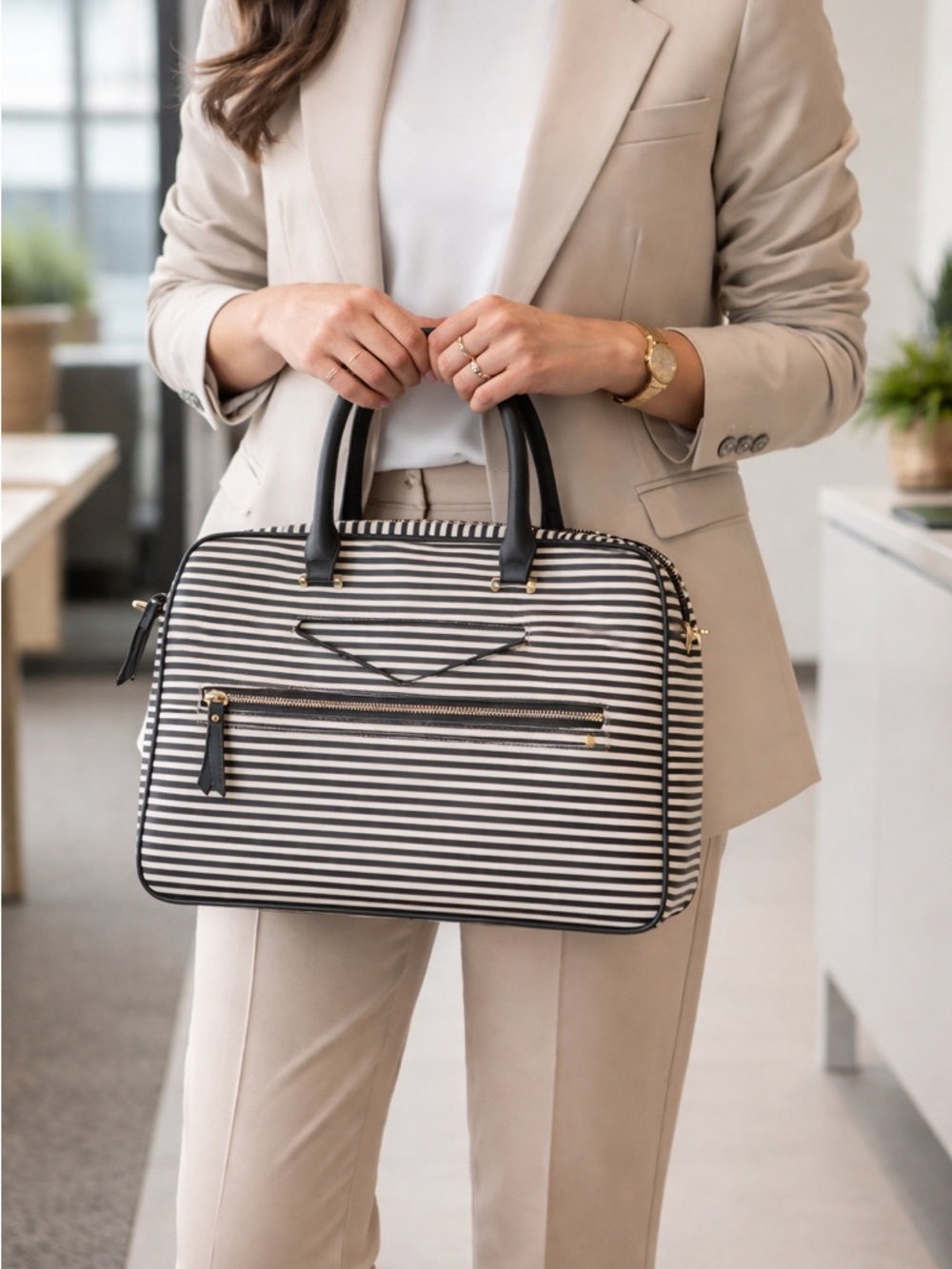 Bizou Striped Laptop Bag